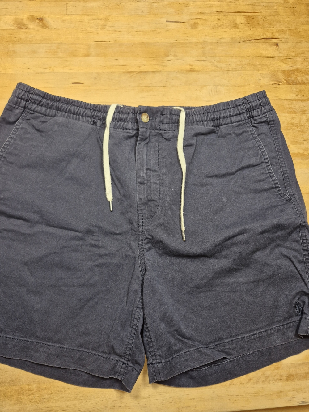 Polo by Ralph Lauren Navy Cotton Drawstring Flat Front Shorts